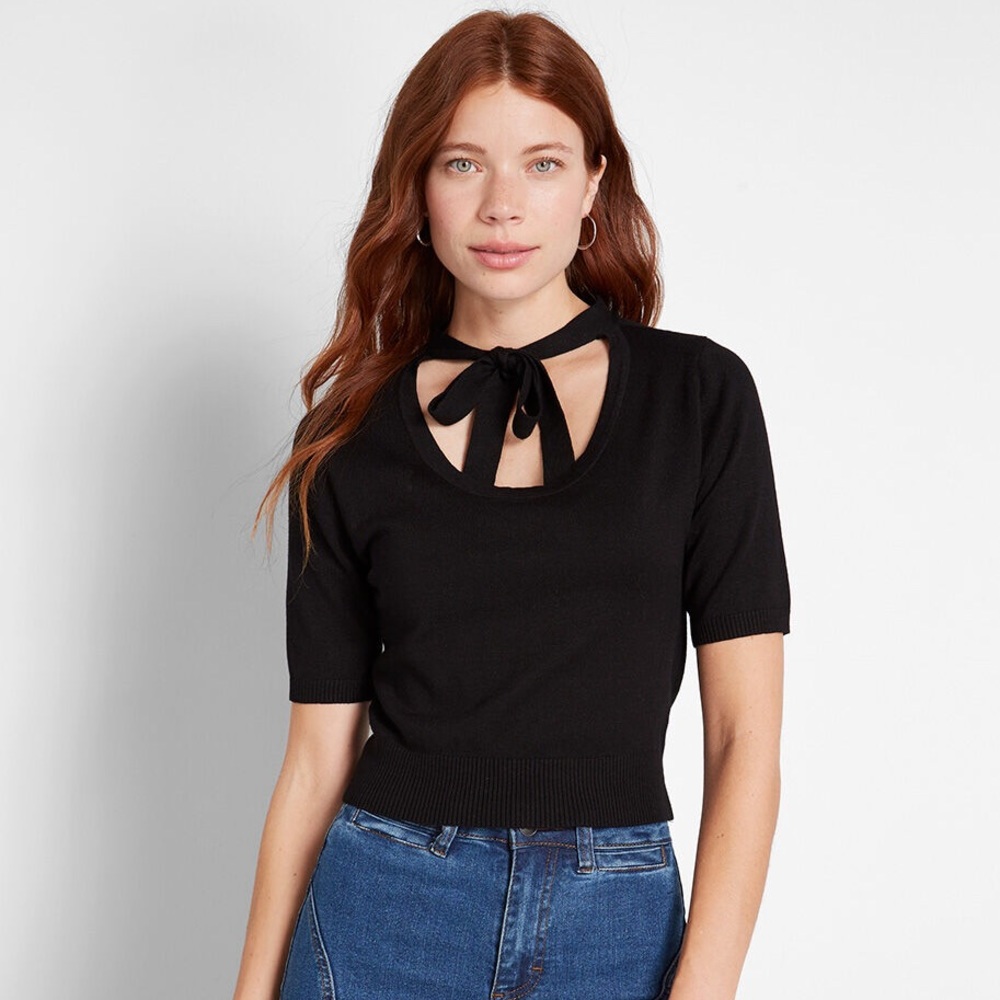 Modcloth It’s A Bat Thing Cropped Sweater